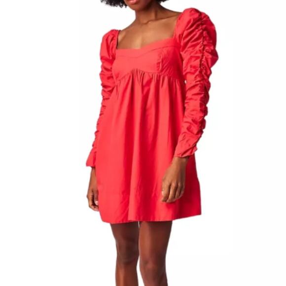 Free People Size S Lindsay Babydoll Dress Coral Orange Cruise Resort Coastal - Picture 1 of 10